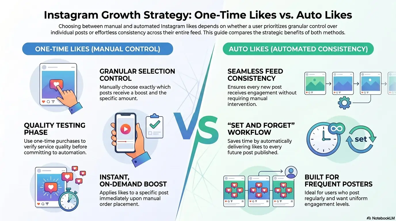 One-time Instagram likes vs. auto likes compared